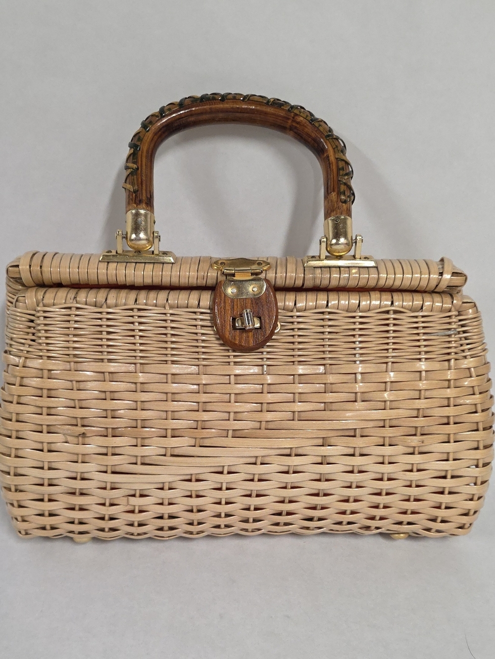Vintage Wicker Handbag, Made in British Hong Kong